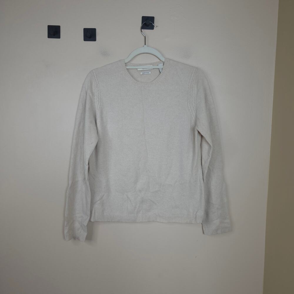 Valerie Stevans Pullover 100% Cashmere Crewneck Sweater in Beige Size L